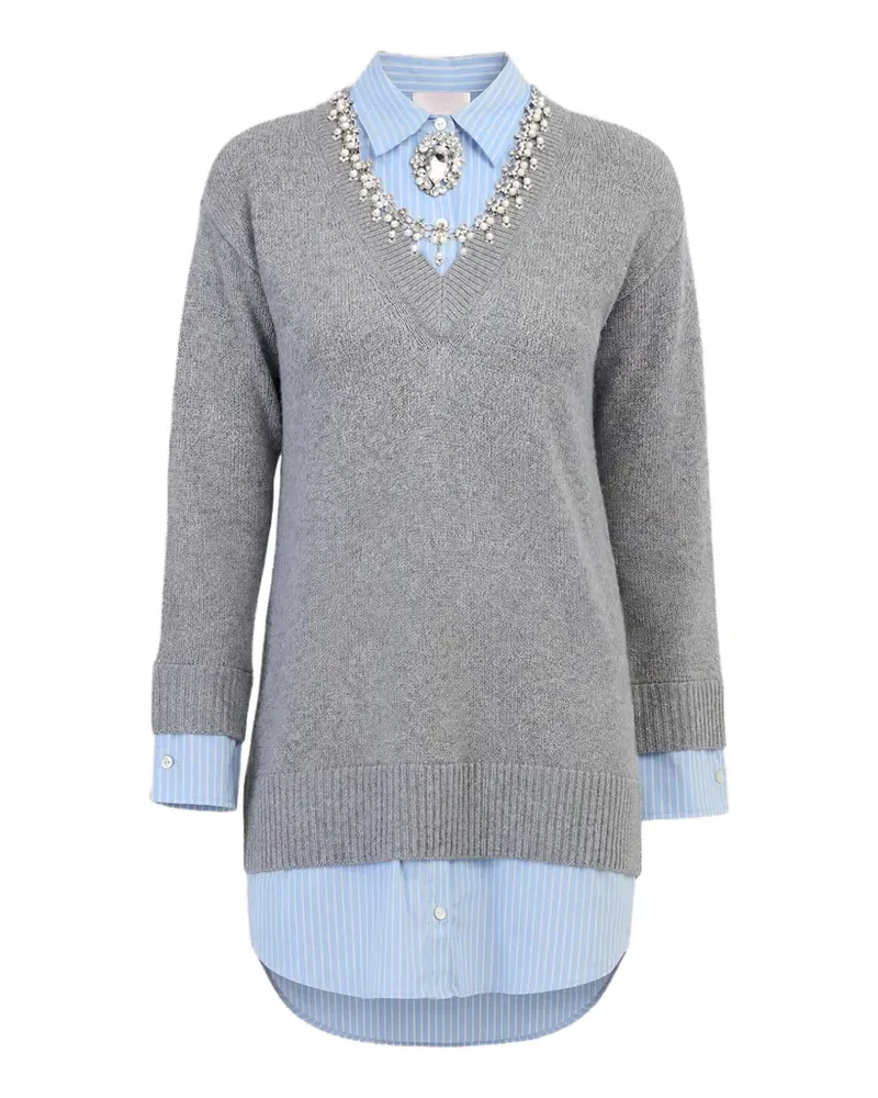 Cinq à Sept Santina crystal-embellished layered mini dress - Grau Grau