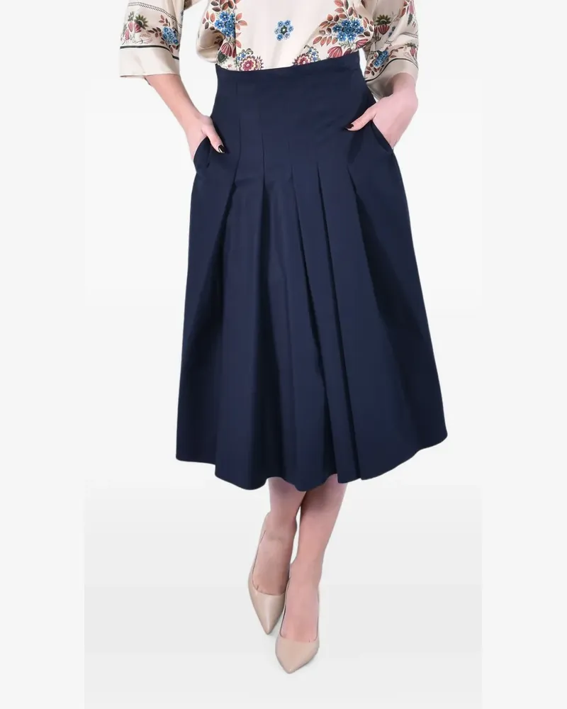 Max Mara pleated flared midi skirt - Blau Blau