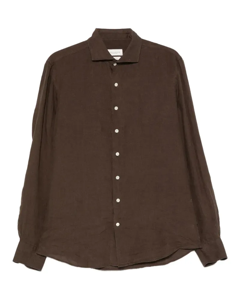 Profuomo spread-collar long-sleeve shirt - Braun Braun