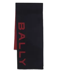 Bally Intarsien-Schal mit Logo Blau