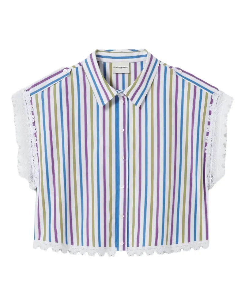 Claudie Pierlot Gestreiftes Hemd aus Spitze - Weiß Weiß