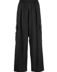 STUDIO TOMBOY Fein gerippte Straight-Leg-Cargohose Schwarz