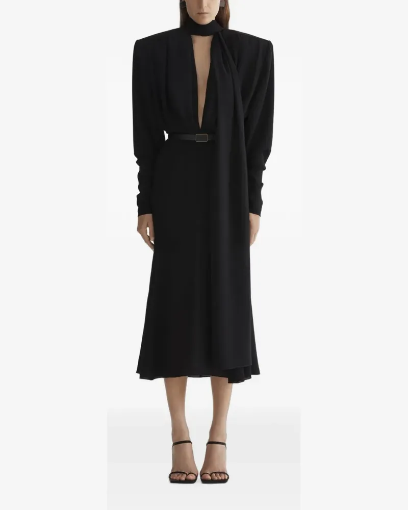 Thierry Mugler Kleid mit Schal - Schwarz Schwarz