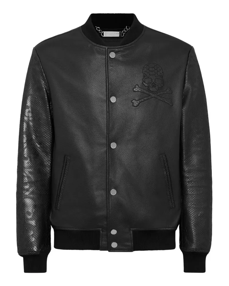 Philipp Plein python-panelled nappa-leather bomber jacket - Schwarz Schwarz