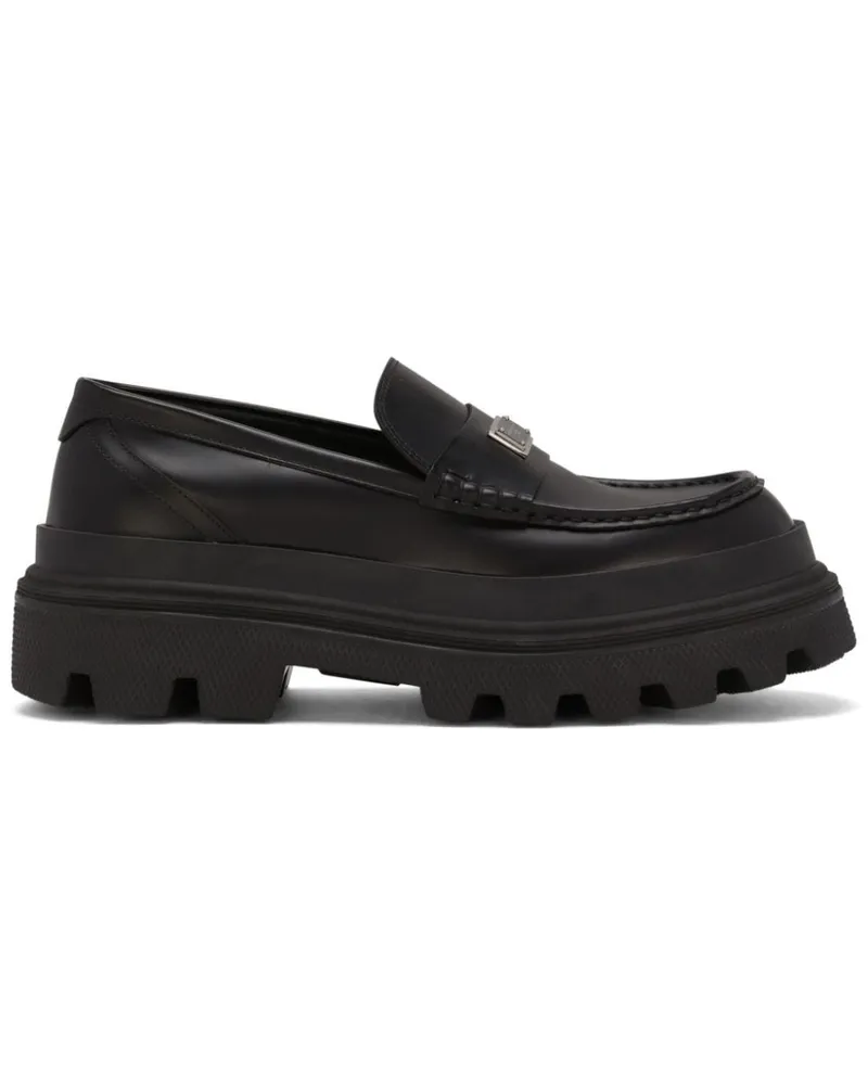 Dolce & Gabbana Loafer mit Logo-Schild - Schwarz Schwarz
