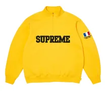 Flag Sweatshirt mit kurzem Reißverschluss - Gelb