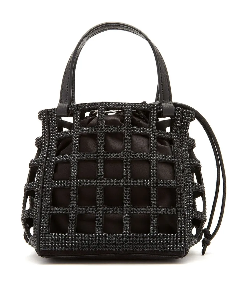 Oscar de la Renta Mini Crystal Grid Handtasche Schwarz