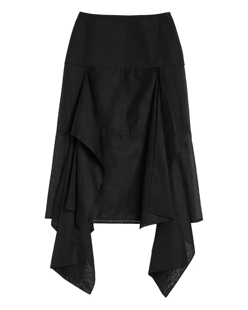 Jil Sander Midirock mit Einsätzen - Schwarz Schwarz