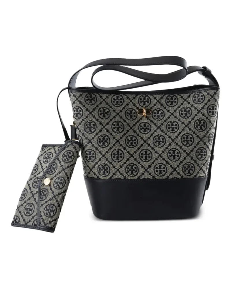 Tory Burch T Monogram leather-trim bucket bag - Nude Nude