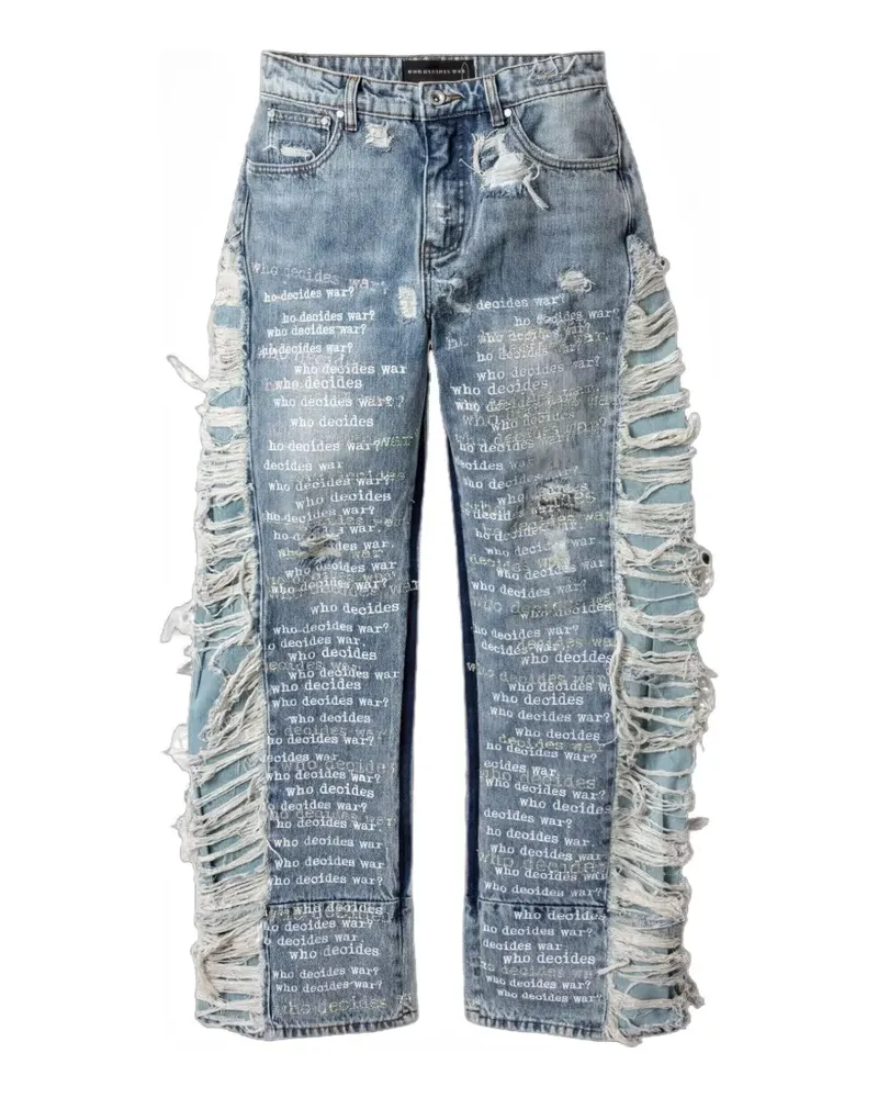 WHO DECIDES WAR Scripture distressed jeans - Blau Blau