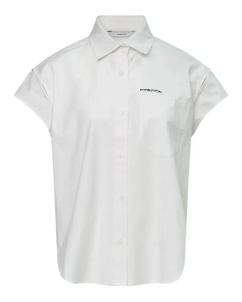 pushBUTTON logo-print cap-sleeve shirt - Weiß Weiß