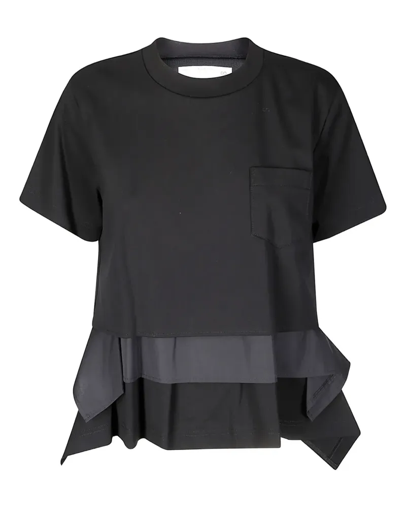 Sacai Popeline-T-Shirt mit aufgesetzter Tasche - Schwarz Schwarz