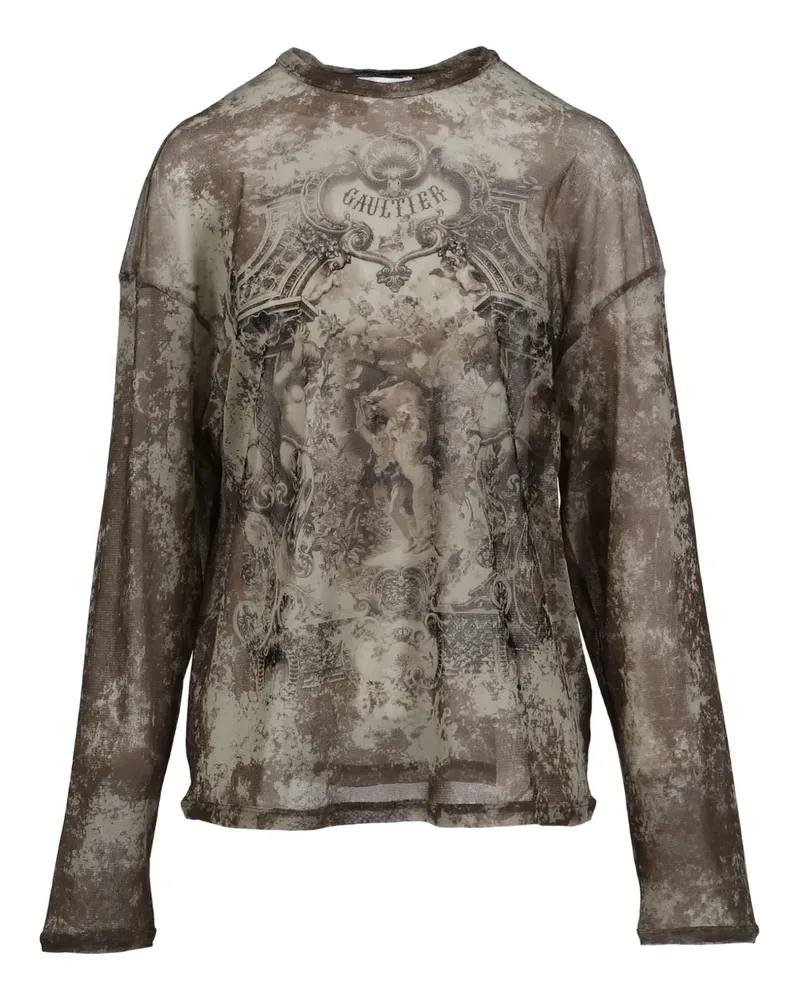 Jean Paul Gaultier Langarmshirt mit Médaillon-Print - Nude Nude