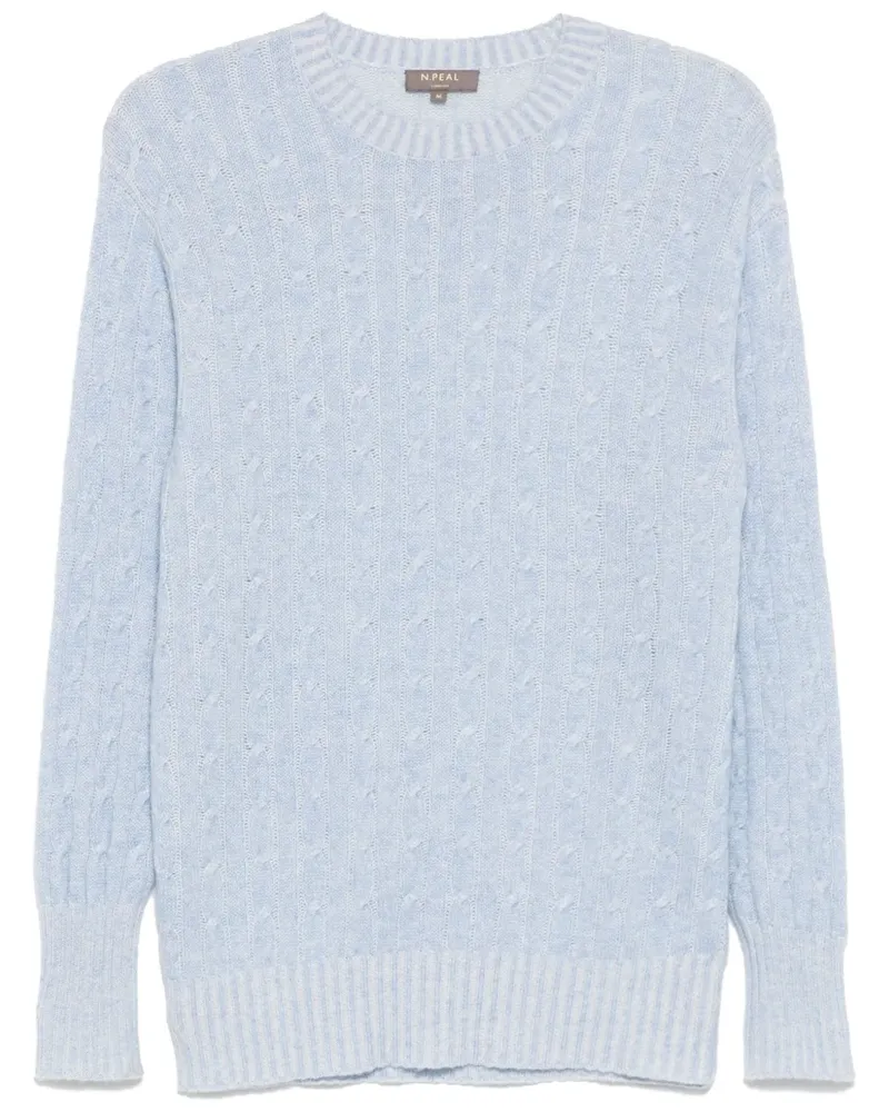 N.Peal Thames Cable Pullover mit rundem Ausschnitt - Blau Blau