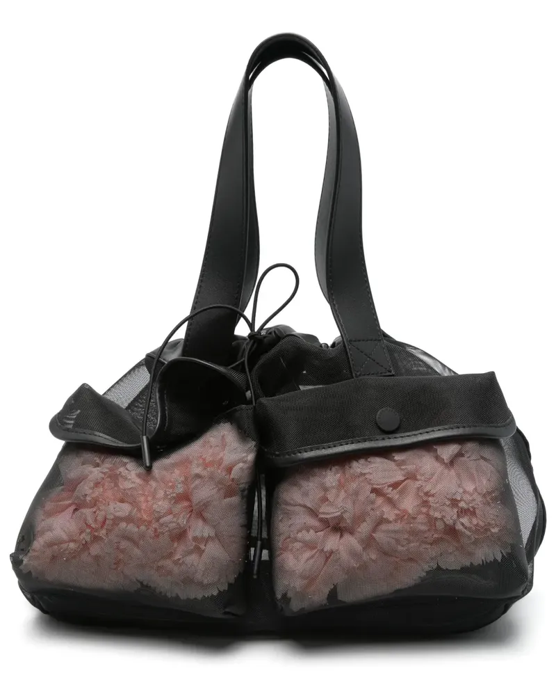 Simone Rocha Shopper in Mesh-Optik - Schwarz Schwarz