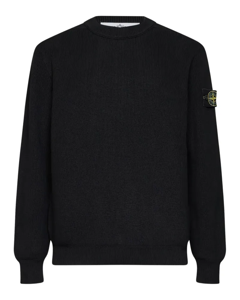 Stone Island ribbed-knit logo-patch sweater - Schwarz Schwarz