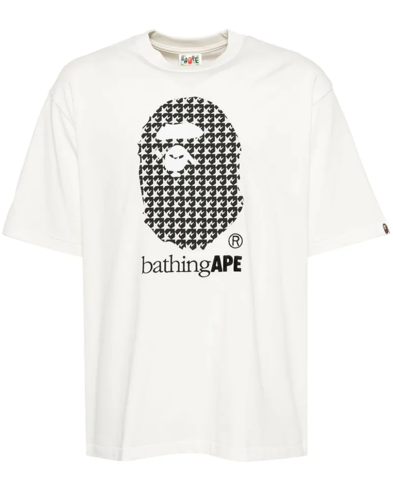 BAPE STA T-Shirt mit Hahnentrittmuster - Nude Nude