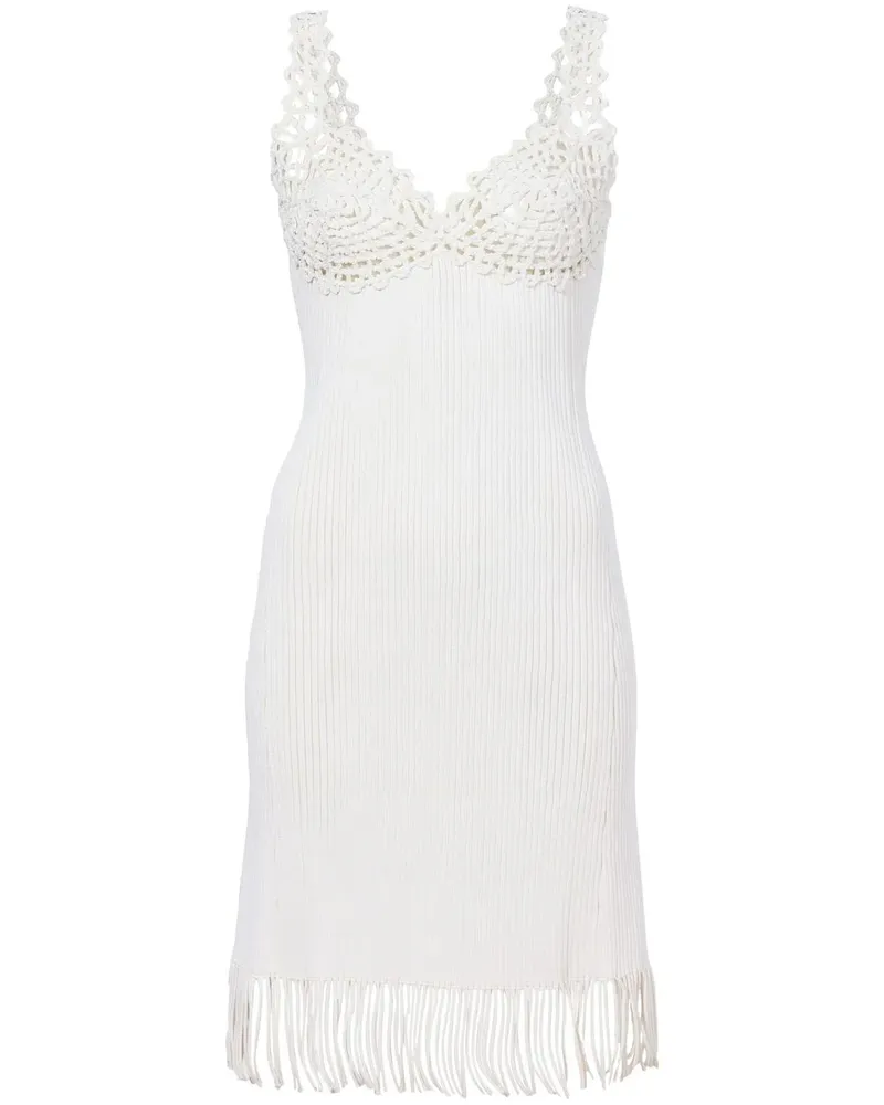 Proenza Schouler Geripptes Strickkleid mit Stickerei - Weiß Weiß