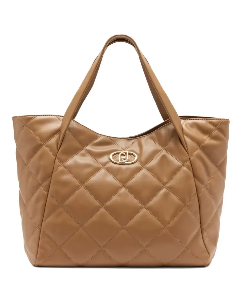 Liu Jo Großer gesteppter Tote Bag mit Logo-Schild - Braun Braun