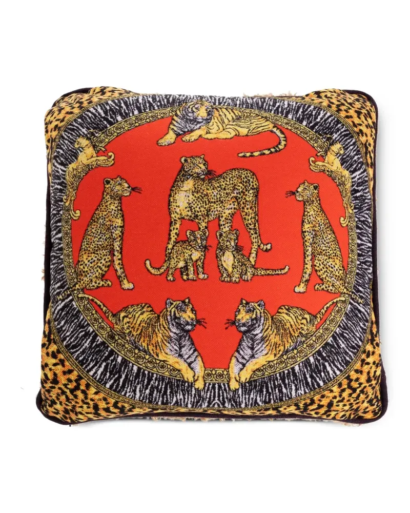 Versace Seidenkissen mit Animal-Print - Rot Rot