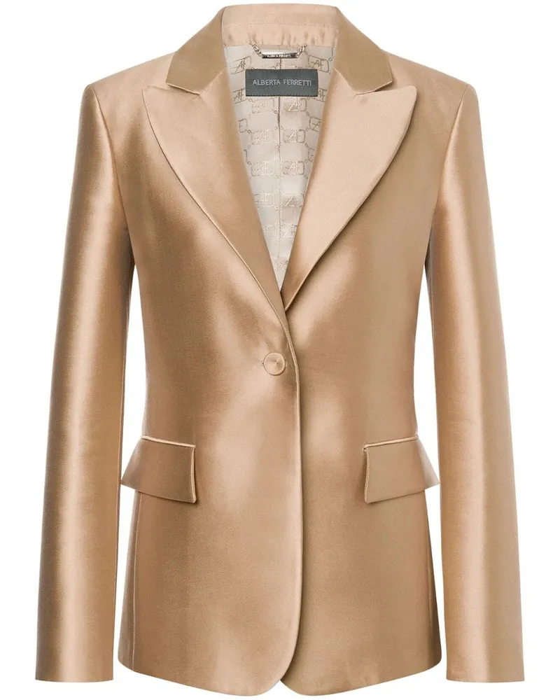 Alberta Ferretti Einreihiges Sakko aus Satin - Nude Nude
