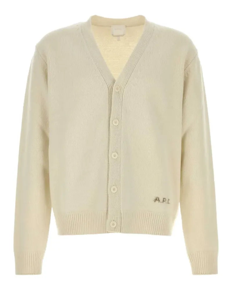 A.P.C. Kevin logo-embroidered cardigan - Nude Nude