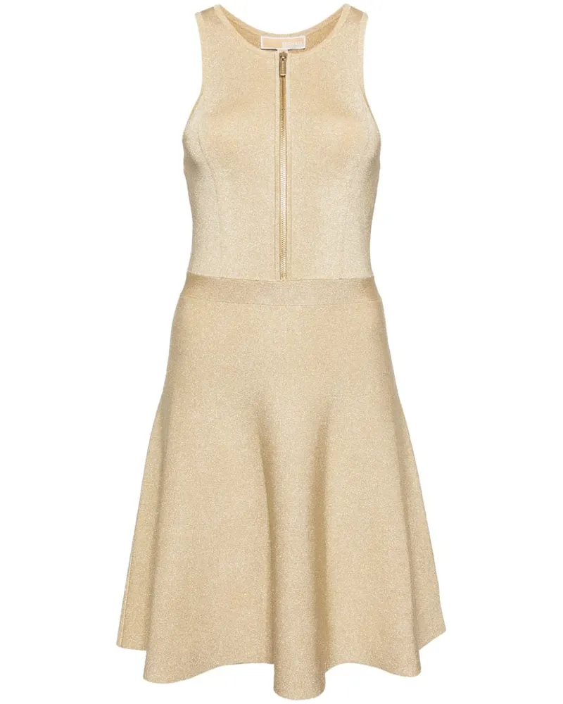 Michael Kors Ausgestelltes Minikleid in Metallic-Strick - Gold Gold