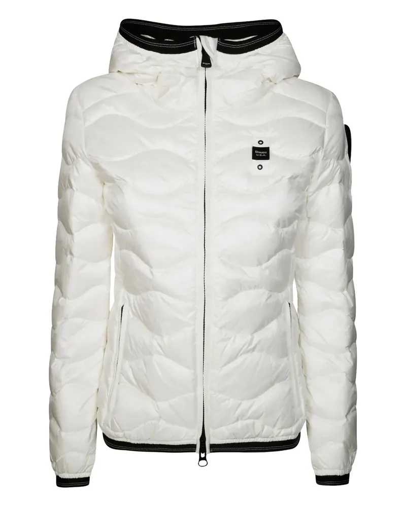 Blauer hooded Camelia jacket - Weiß Weiß