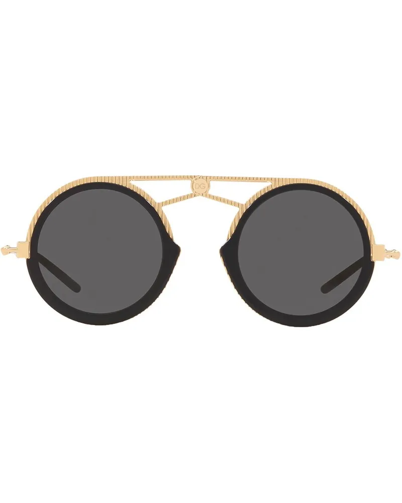 Dolce & Gabbana Sonnenbrille mit rundem Gestell - Schwarz Schwarz