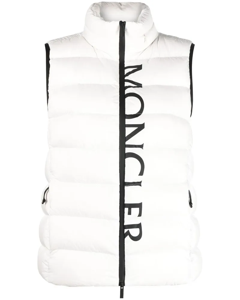 Moncler Weste mit Logo-Print - Weiß Weiß