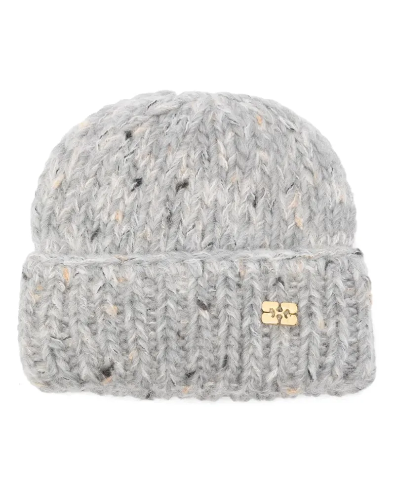 Ganni Melierte Beanie Grau