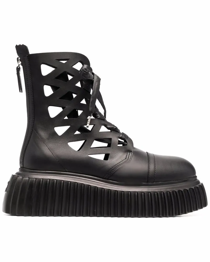 Attilio Giusti Leombruni Stiefel mit Laser-Cuts - Schwarz Schwarz