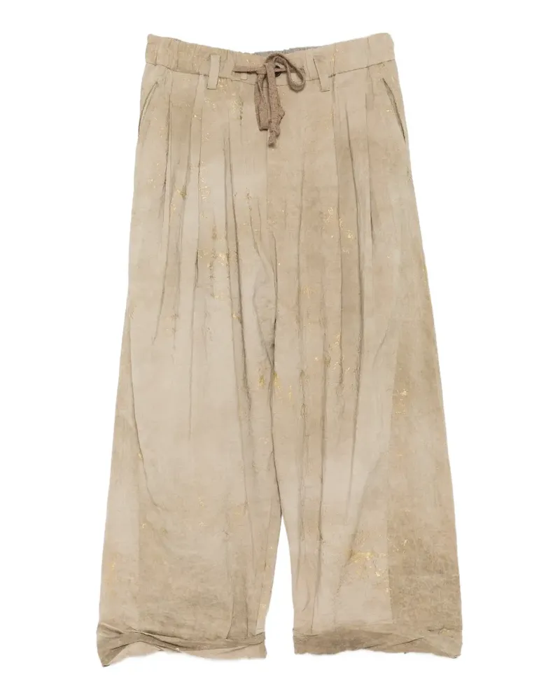 Ziggy Chen drawstring wide-leg trousers - Nude Nude