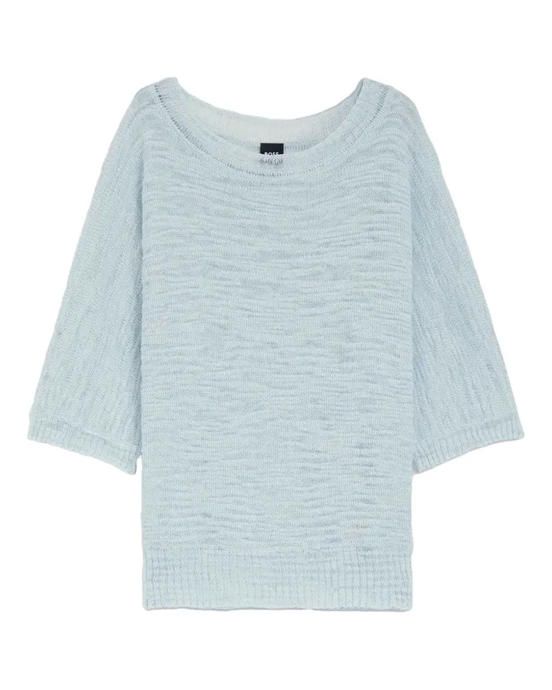 HUGO BOSS fine-knit three-quarter sleeve sweater - Blau Blau