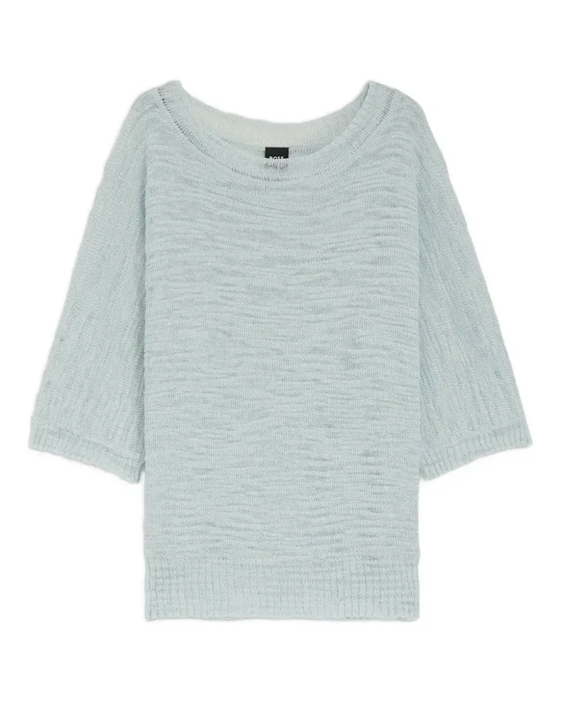 HUGO BOSS fine-knit three-quarter sleeve sweater - Blau Blau