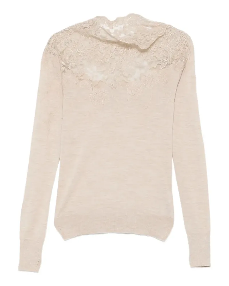 Ermanno Scervino lace-panelled high-neck sweater - Nude Nude
