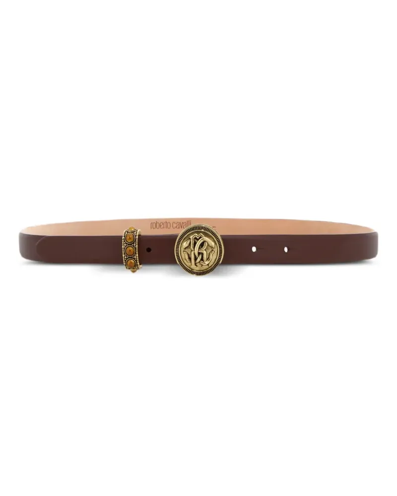 Roberto Cavalli logo-plaque leather belt - Braun Braun