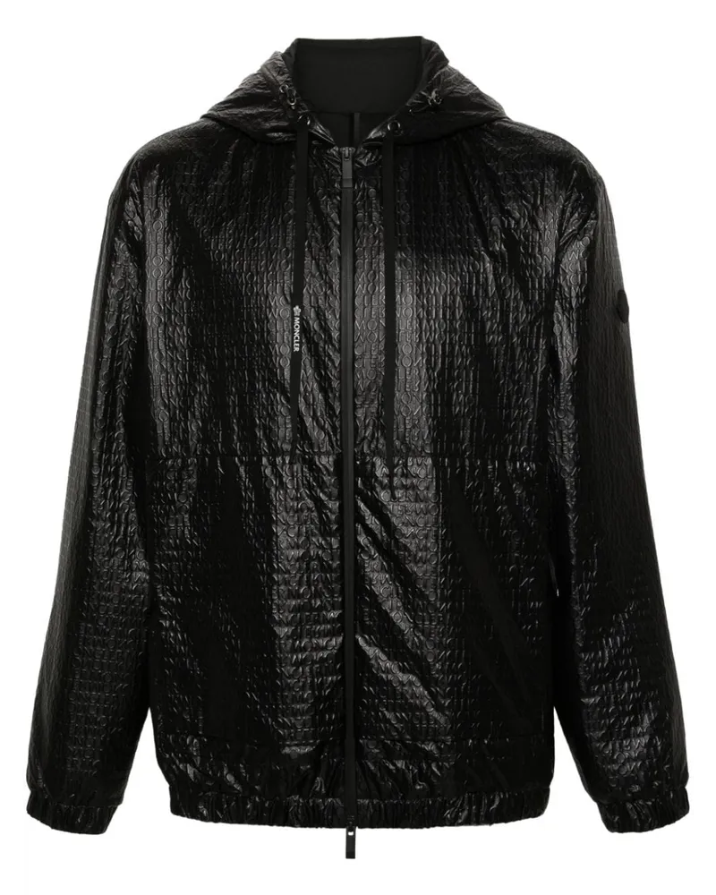 Moncler Kapuzenjacke mit Logo-Prägung - Schwarz Schwarz