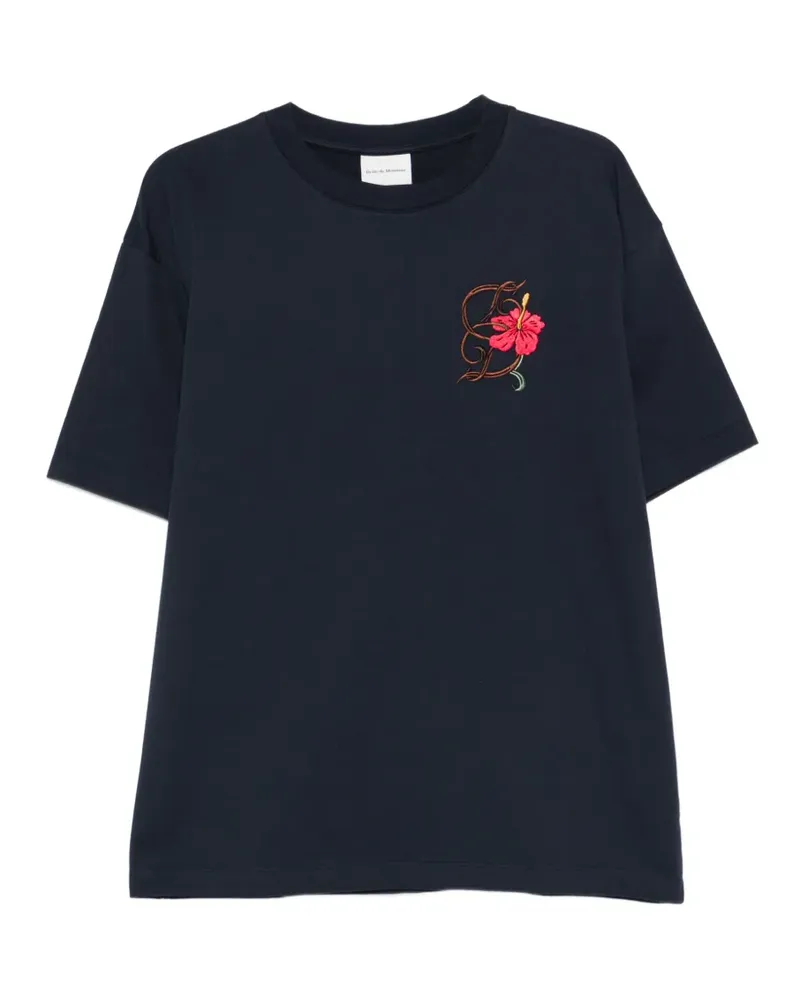 Drôle de Monsieur D Hibiscus Brodée T-Shirt - Blau Blau