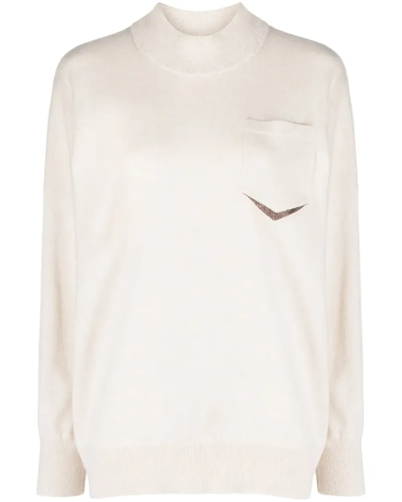 Brunello Cucinelli Kaschmirpullover mit Reißverschluss - Nude Nude