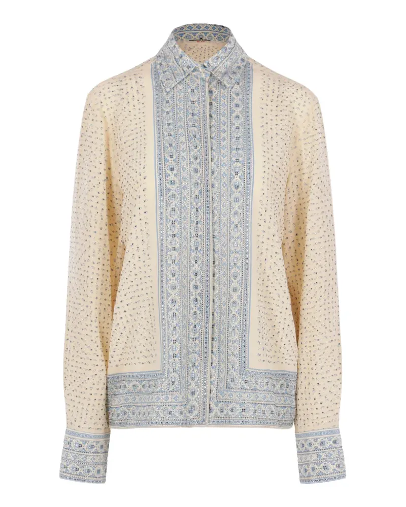 Ermanno Scervino crystal-embellished geometric-print shirt - Nude Nude