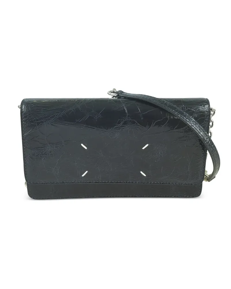 Maison Margiela Four Stiches Portemonnaie mit Knitteroptik - Blau Blau
