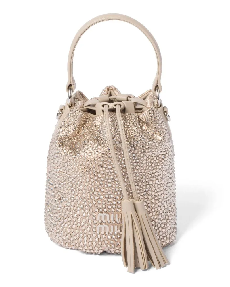 Miu Miu Beuteltasche mit Kristallen - Nude Nude