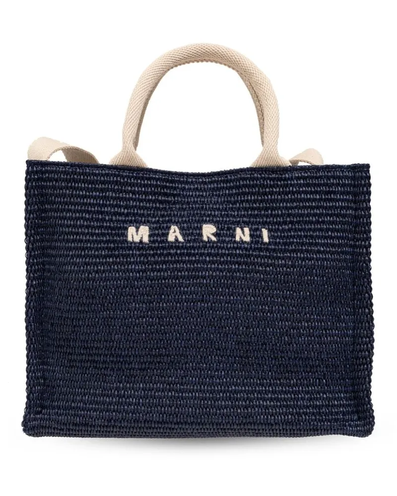 Marni Bast-Shopper mit Logo-Stickerei - Blau Blau