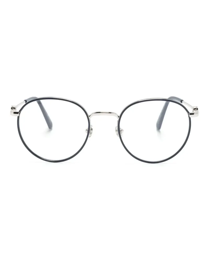 Moncler Runde Brille mit Logo-Schild - Blau Blau