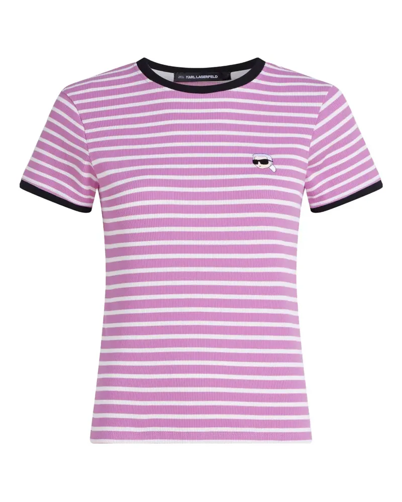 Karl Lagerfeld Gestreiftes T-Shirt - Rosa Rosa