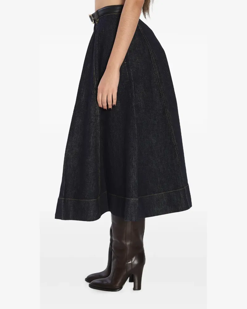 Self-Portrait Ausgestellter Midirock mit Gürtel - Blau Blau