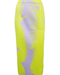 Issey Miyake Plisseerock mit abstraktem Print Violett