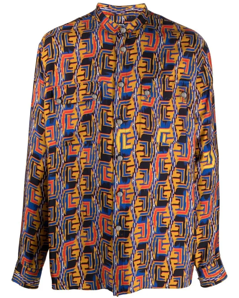 Balmain Hemd mit grafischem Print - Blau Blau