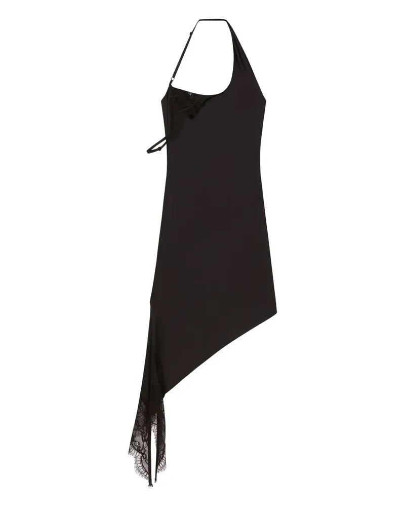 Courrèges Asymmetrisches Kleid mit Spitzensaum - Schwarz Schwarz